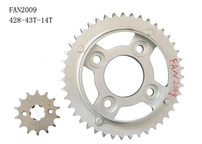 China FAN2009 Motorcycle Sprocket Chain 43T-14T Material 1045 Steel Anti - Extension for sale