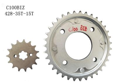 China C100BIZ 35T-15T Motorbike Chain And Sprocket Transmission 8000KM Life Span for sale