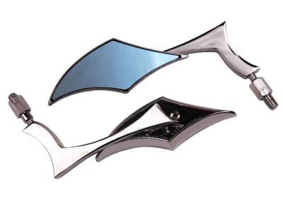 China Special Shaped Motorcycle Handlebar End Mirrors Electroplated Blue / White Glass for sale