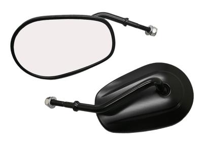 China Harley Motorcycle Rearview Mirror Modified Oval Black Colour With Silver Plating for sale