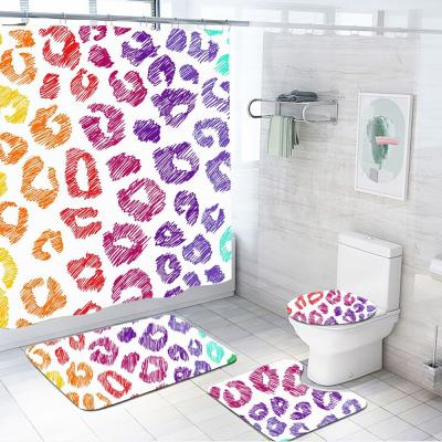 China Factory direct sales Amazon stocked home bathroom floor mat non-slip waterproof shower curtain set four piece set for sale