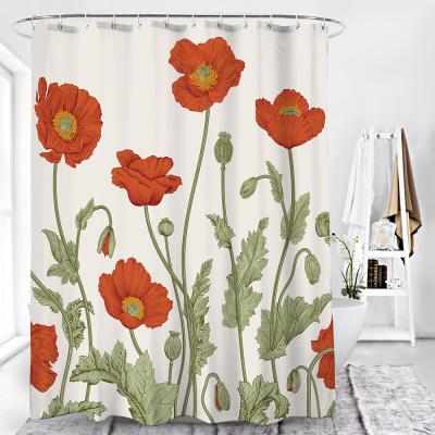 China Amazon Stocked Spring Printing New Design Waterproof Shading Shower Curtain Bathroom Can Be Customized for sale