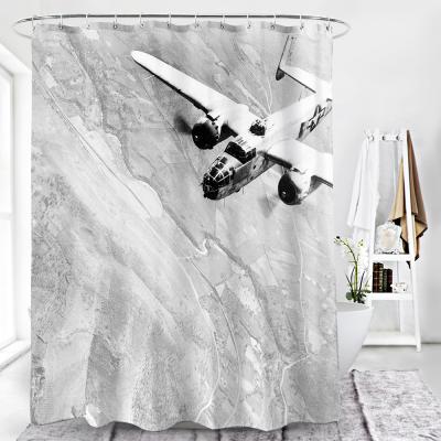 China Thick Polyester Fabric Shower Curtain Mold Waterproof Polyester Fabric Bath Room Divider Single Stored Curtain for sale