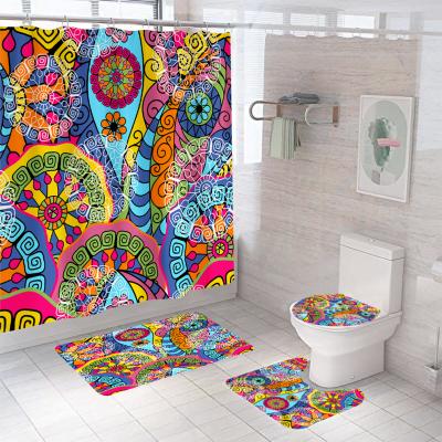 China Wholesale Waterproof Printing Bathroom Shower Curtains Boho European Floral Shower Curtain for sale