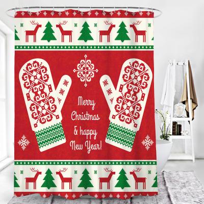 China Sustainable Home Use Christmas Bathroom Shower Curtains Shower Printing Shower Curtain for sale