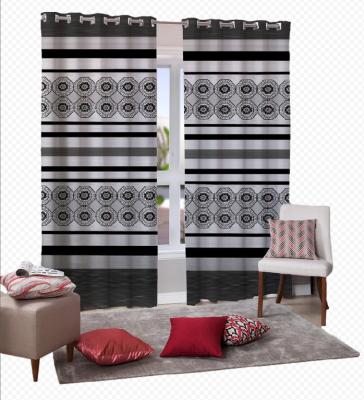 China Black Sheer Blackout Curtain Bedroom Printing Curtain Drapes For Living Room for sale