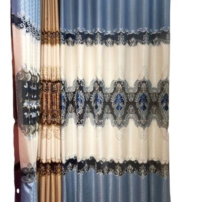 China Luxury modern minimalist high-end atmosphere blackout light princess solid color embroidery French stitching curtain for livingroo for sale