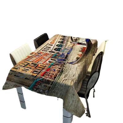 China Oilproof Wholesale Hot Sale 3D Polyester Design 3D Castle Landscape Printed Tablecloth 100% Oilproof For Home Party Hotel for sale