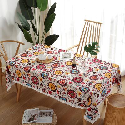 China Oilproof Bohemian Ethnic Style Table Cloth Rectangular Printed Washable Table Cloth for sale