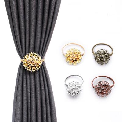 China Universal Flower Shaped Magnetic Curtain Tiebacks Clips with Diamond Backing for Window for sale