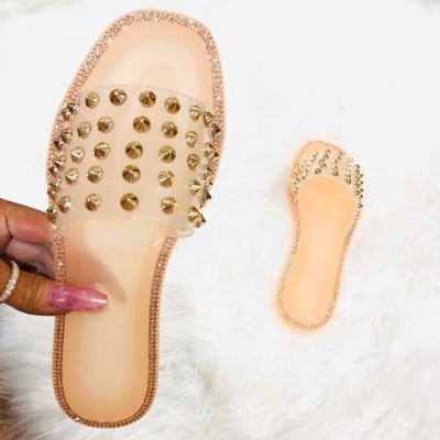 China Hot Sale Fashion Trend Ladies Freeze Flip Flops Summer PVC Rivet Women Outdoor Slippers Ladies Beach Indoor Shoes for sale