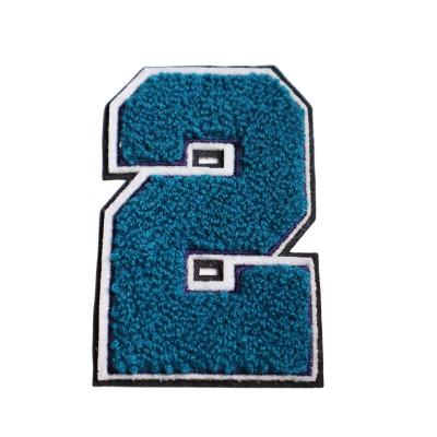 China Towel Embroidery Iron On Embroidery Patch For Apparel Digital 2 Custom Blue Towel Embroidery for sale