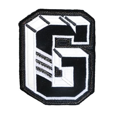 China Brand New 3D No Minimum Request Custom Embroidered Sequin Letter G Logo Badge For Hook Backing Patches Manufacturer for sale