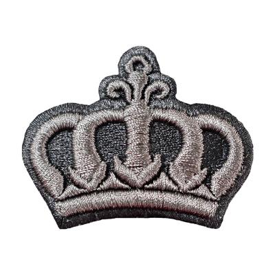 China High Quality and Best Price 3D Dark Crown Custom 3D Iron On Embroidery Patches for sale