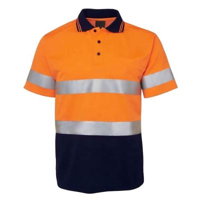 China Hi Visibility High Strength Reflective Safety Polo Shirts Orange for sale