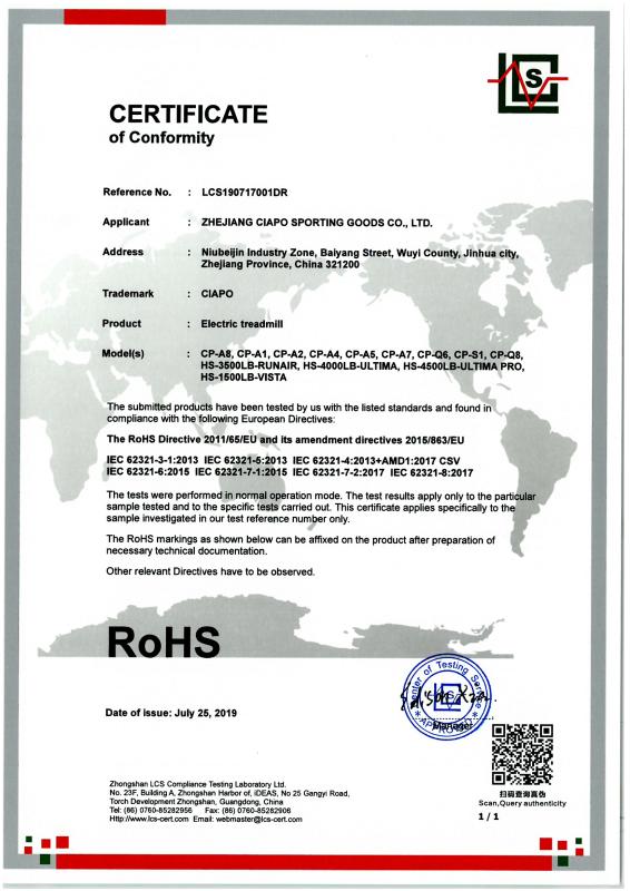 RoHS - Zhejiang Ciapo Sporting Goods Co., Ltd.