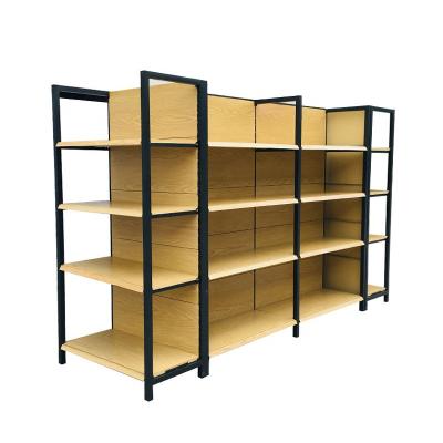 China Supermarket Wooden Grocery Shelf Rack Snack Shelf 80KG 900mm 1.95M for sale