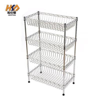 China 150KGS 12 X 24 Pharmacy Metal Chrome Wire Shelving 4 Shelf Chrome Storage Unit for sale