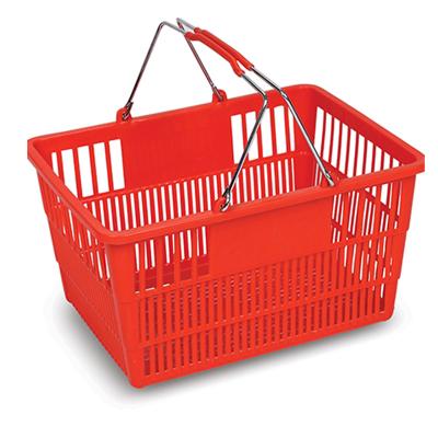 China 64CM 23L Plastic Handheld Shopping Baskets For Supermarket 220mm for sale