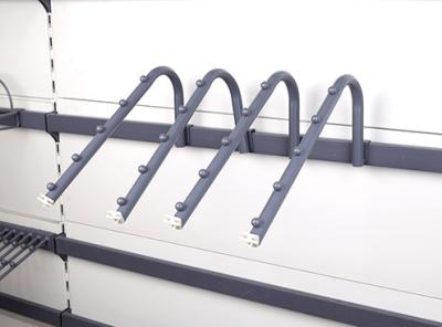 China 0.8mm Q235 Steel Merchandising Display Metal Shelf Hooks Gondola Shelving Accessories for sale