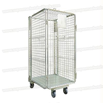 China Draht-Mesh Metal Trolley Storage With-Rad-Logistik-Wagen zu verkaufen