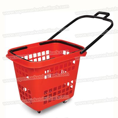 China Markt-Plastikeinkaufskörbe 35L 65CM 35CM mit Griff-Rädern zu verkaufen