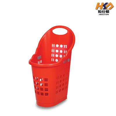 China Cesta vermelha de 510MM 60LTR Mini Shopping Grocery Pickup Market com punhos quatro rodas à venda