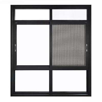 China Sliding Modern Grill Design Customized Double Glazed 3 Tracks Window Aluminum  Sliding Windows for sale