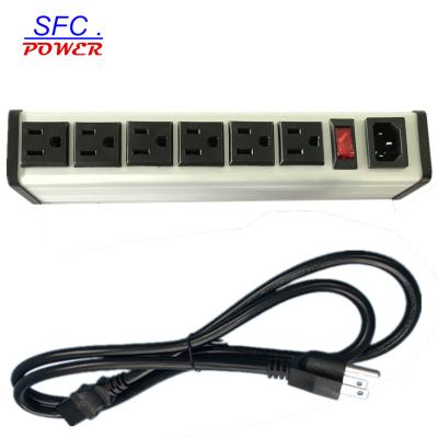 China IEC 60320 Inlet C14 Industrial PDU POWER STRIP, NEMA 5-15R 6 OUTLETS, VERTICAL RACK/SURFACE RACK, METAL ENCLOSURE, DP BREAKER, for sale