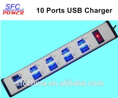 China Cell phone 5V 2.4A and 1A USB 10-PORTS CHARGING STATION FOR iPad MP3 mobile for sale