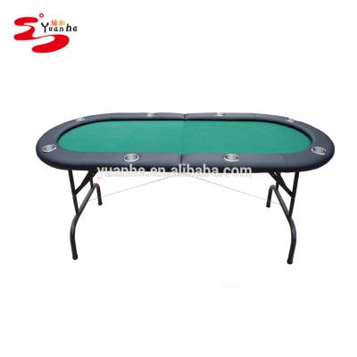 China Poker 8 Player Home Casino Texas Hold'em Poker Folding Table With Stainless Steel Cup Holders Green for sale