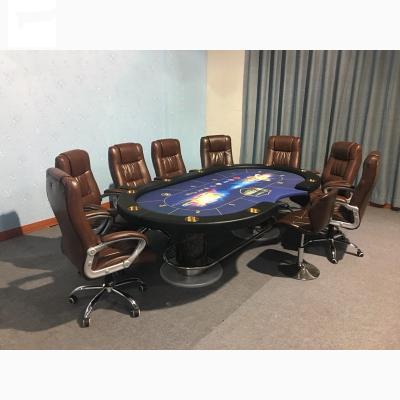 China 10 Person Deluxe Texas Stand Up Oval Casino Poker Game Card Foot Disc Table 2.4*1.2*0.8m for sale