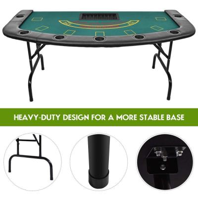 China MDF Blackjack Table Casino Texas Holdem Oval Poker Foldable Playing Card Table for sale