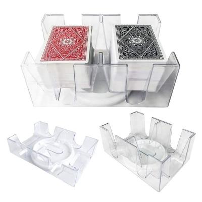 China Plastic Casino Accessories 6 Deck Plastic Poker Card Box Transparent PC Rotating Tray Playing Card Rack for sale