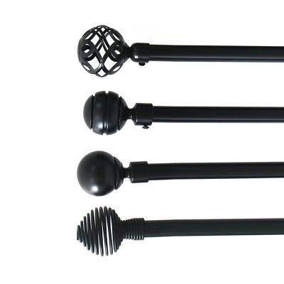 China Fashionable High Quality Cheap Wholesale Eco-friendly Price Black Iron Curtain Rods With Accessory Set For Modern Curtain Decoration for sale