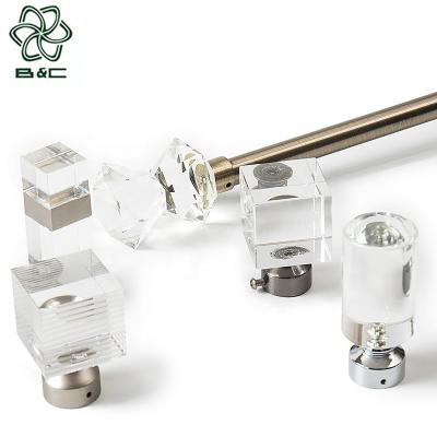 China china factory curtain rod set crystal ball finial acrylic glass rod accessories eco-friendly glass curtain finial rods for sale for sale