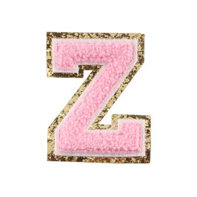 China Other Letters Self Adhesive Letters 26 in 10 Colors Patch Chenille Patches For Cosmetic Bag Cartoon Sequin Embroidery Chenille Patch for sale