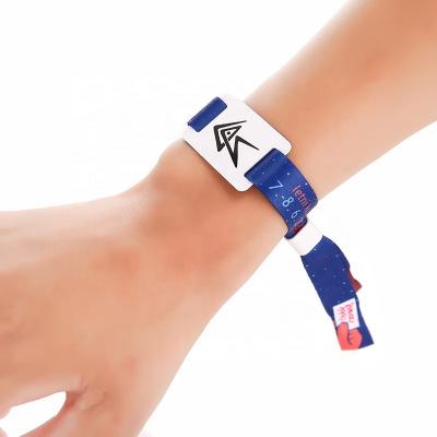 China MINI TAG 13.56MHz Festival RFID Woven Wristband Passive HF NFC Cloth Wristbands Wristband For Activity for sale