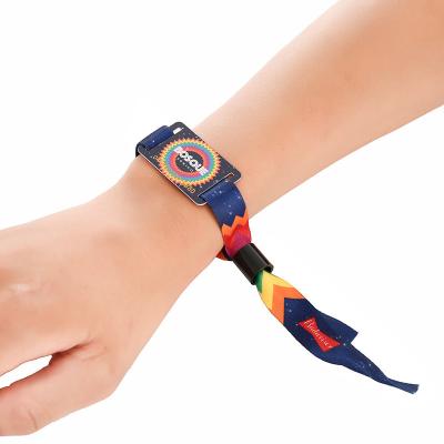 China Custom Colorful MINI TAG Thermal Transfer Printing RFID Fabric Wristband For Festival Events Access Control for sale