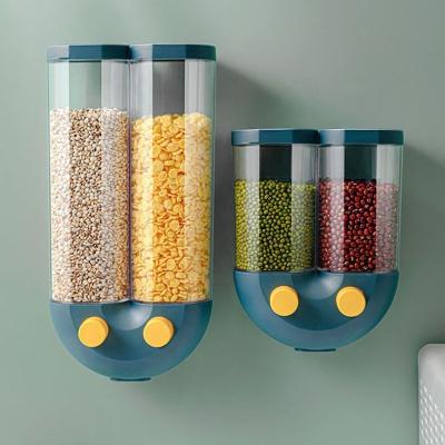 China Wall Mounted Plastic Jar Kitchen Rice Coffee Beans Food Sealed Dry Storage Container U-shaped Bigrille Storage Container for sale