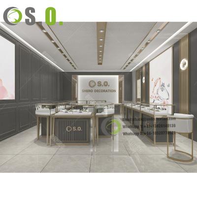 China Hot Selling Jewelry Store Used Jewelry Display Cases Watch Front Counter Design for Round Jewelry Shop Jewelry Showcase for sale