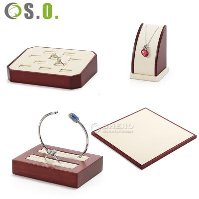 China Leather Display Tray Necklace Bracelet Display Props Jewelry Shop Display Shero Jewelry Display Set Holder PU Jewelry for sale