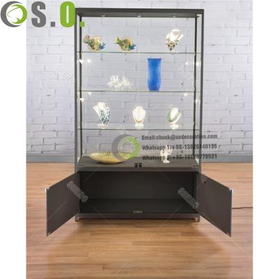 China Modern Aluminum Glass Display Showcase Lockable LED Showcase Glass Display Cabinet for sale