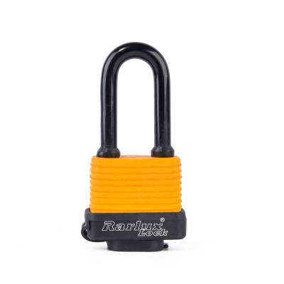 China Rarlux Long Padlock Cover Waterproof Antirust Waterproof Steel Plastic Shackle Laminated Padlock for sale