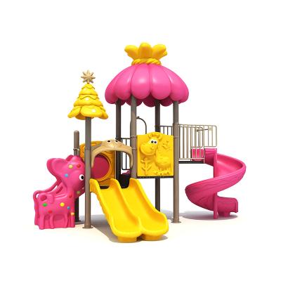 China Plastic Children's Climbing Games And Style Pink Children's Castle Double Slides Princess Slide Outdoor Playground Equipment for sale