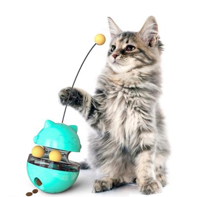 China Retail Permeable Ball Toy Food Tumbler Turntable Funny Stocked Cat Catch Attention Interactive Puzzle Stick for sale