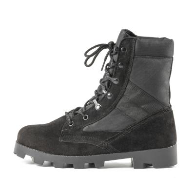 China Outdoor Tactical Suede Cow Leather Black Shoes Military Rise Boots for sale