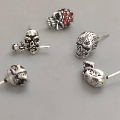 China Wholesale Hiphop Earrings Jewelry 18k Sterling Silver Gold Plated High Quality Hiphop Fashion Gift Skull Earrings 925 Sterling Silver for sale