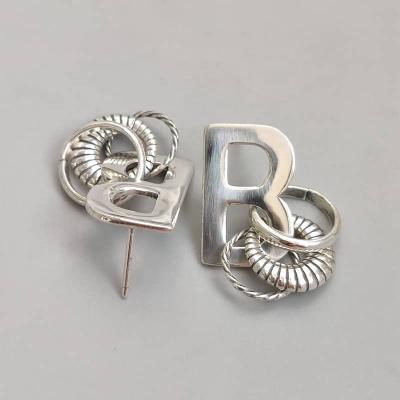 China Hiphop Earings for Women 2021 925 Sterling Silver Hiphop Letter Earrings Ashion Accessories Christmas Gift 18k Gold Plated Jewelry for sale