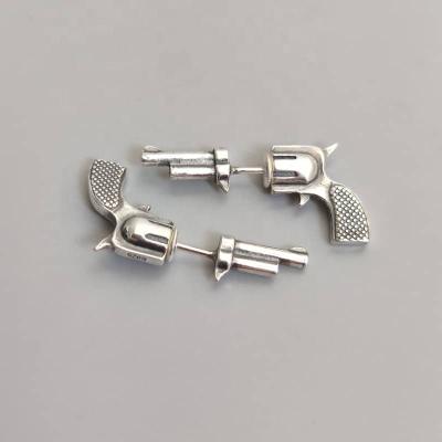 China 925 Sterling Silver Mens Womens Stud Earrings Hiphop Party Cowboy Shoot Pistol Gun Revolver Stud Earrings 925 Sterling Silver for sale